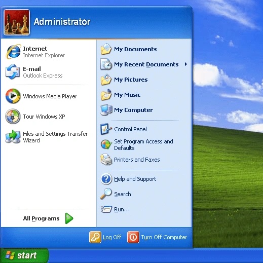 The evolution of the Start menu in Windows XP